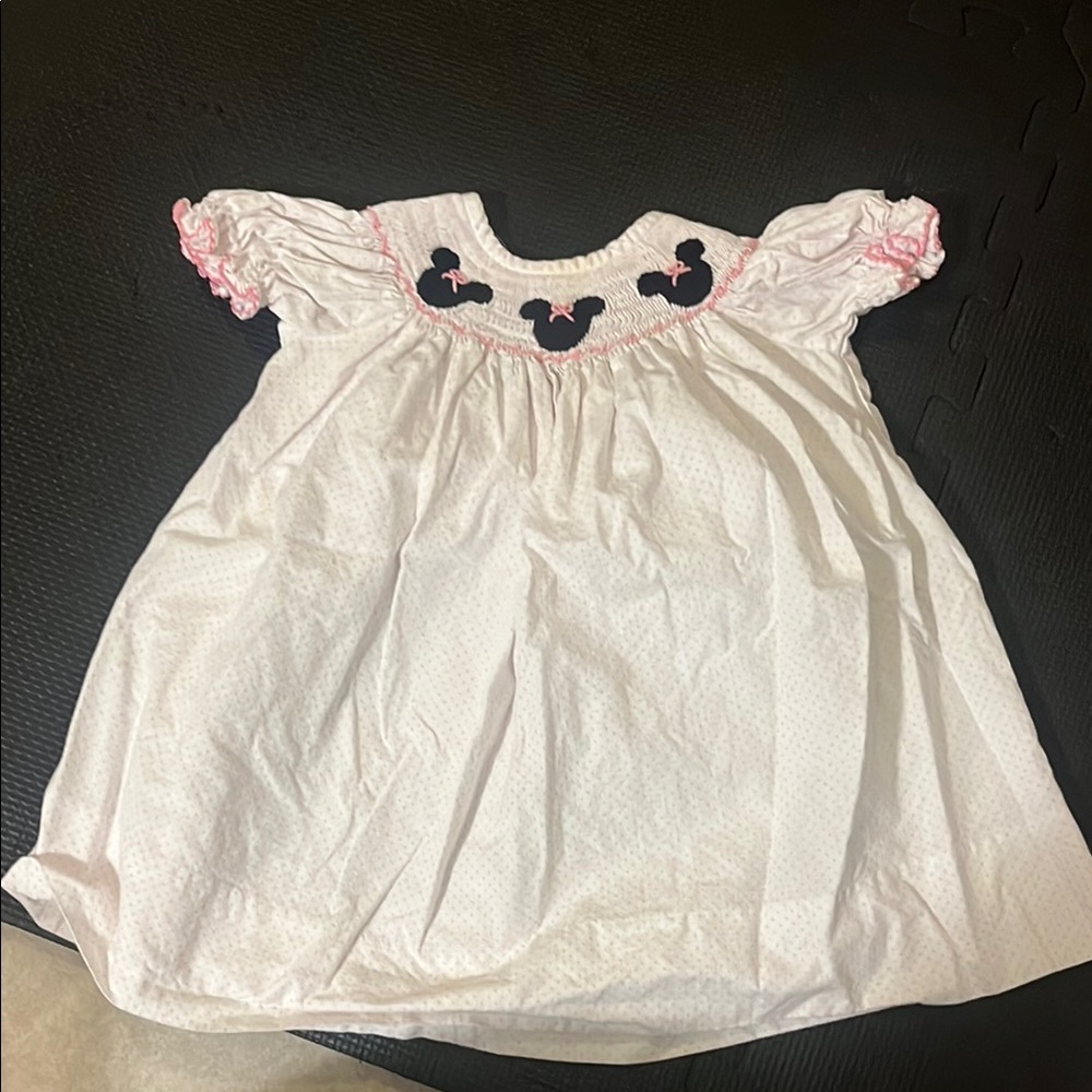 White Dress with Black Mickey Mouse Design Delaney 12mo